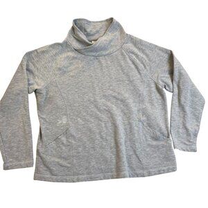 L.L. Bean Womens Sweater Large  Grey Pullover With Funnel Neck & Front Pockets C